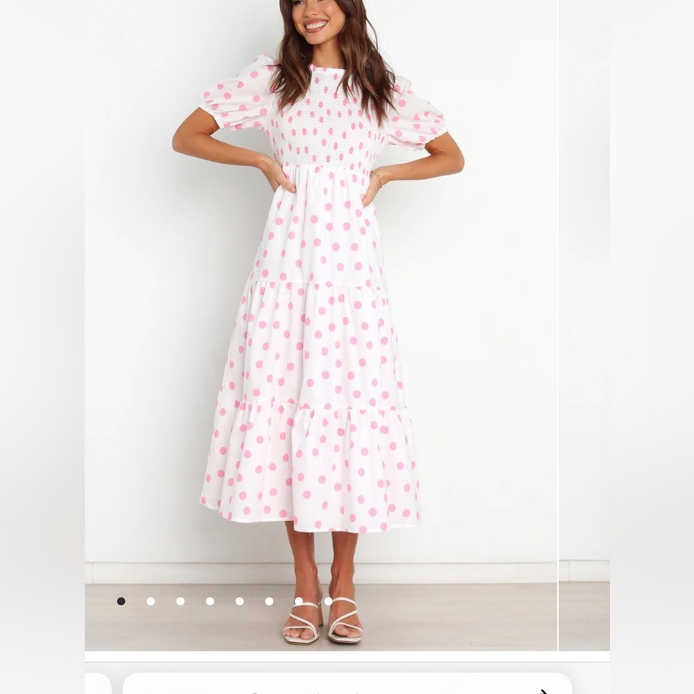 Petal & pup pink white polka dot dress new